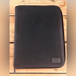 Pre-owned Coach Black Nylon, Leather Zip Around Portfolio Or Document Case